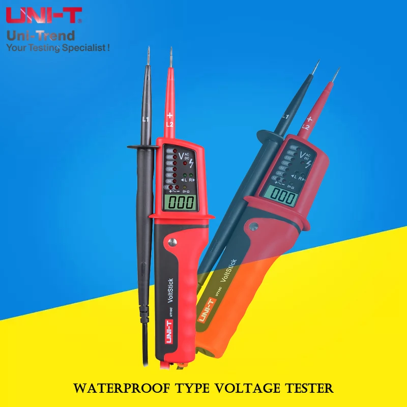 UNI-T UT15B/UT15C водонепроницаемый тестер напряжения; IP65 Водонепроницаемый/RCD тестирование/тест фазового положения вращения