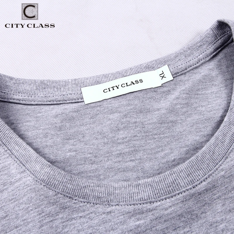 City Class Mens Plain Gray Color Basic 100% Cotton Brand Quality Summer T-shirts Without Print Casual Tops Tees For Male 7546g