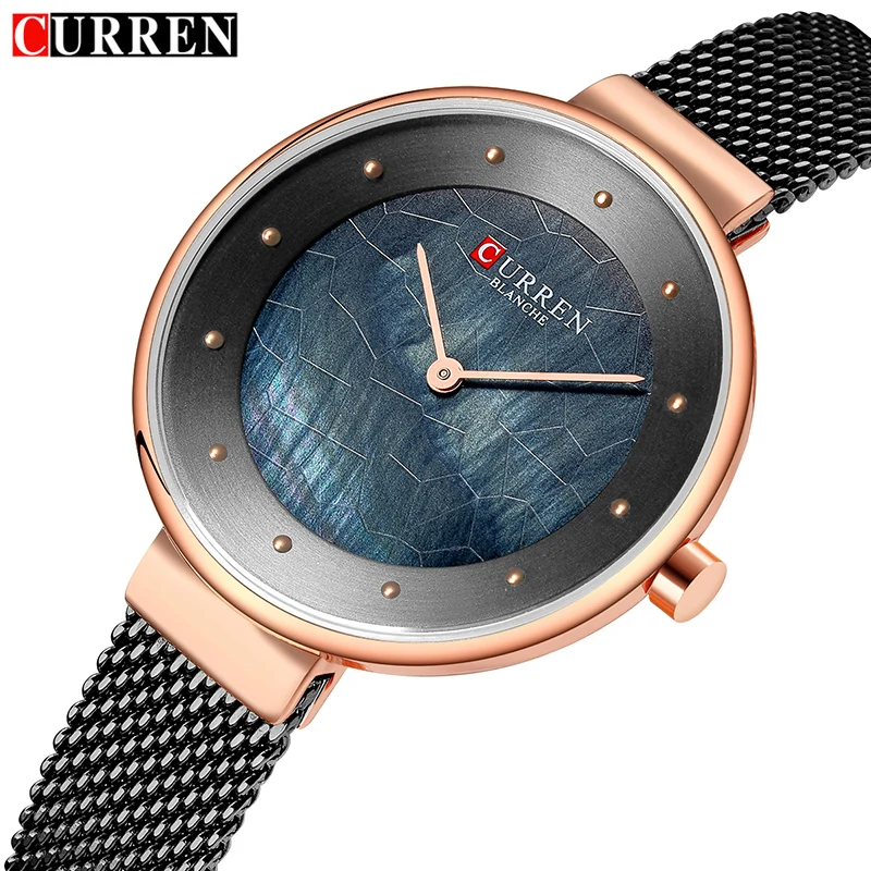 CURREN Luxury Brand Ladies Quartz Watches Women Stainless Steel Blue Watch Female Wrist Watch Relogio Feminino