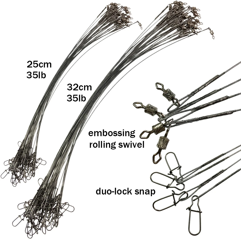17lb-35lb Fishing Line Steel Wire Leader With Swivels Snap Fishing Accessories Anti-bait Carp Fishing Wire Rig Leadcore Leash