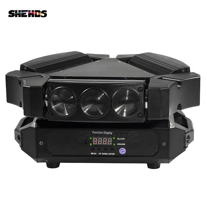 mini led moving head disco light 3 heads spider iluminacao de palco grande efeito equipamento de dj bar luzes dmx512 9x10w 4in pcs por lote 01