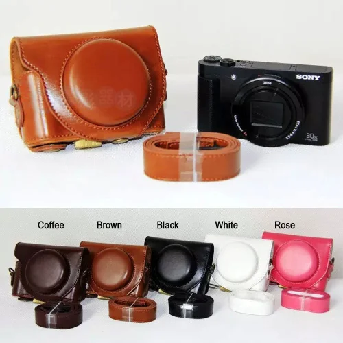 Digital Camera Leather case cover for Sony Cyber-shot DSC-HX90V HX90 WX500 Camera Bag Pouch