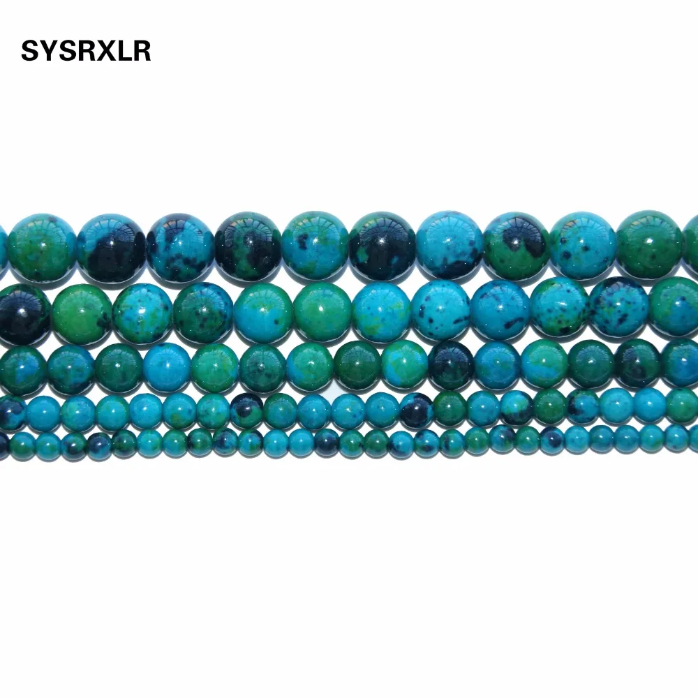 New Natural Stone Chrysocolla Round Loose Beads 15\