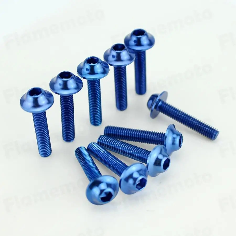 10pcs Motorcycle Blue Bolts Screw Aluminum adornment 5 x 25mm