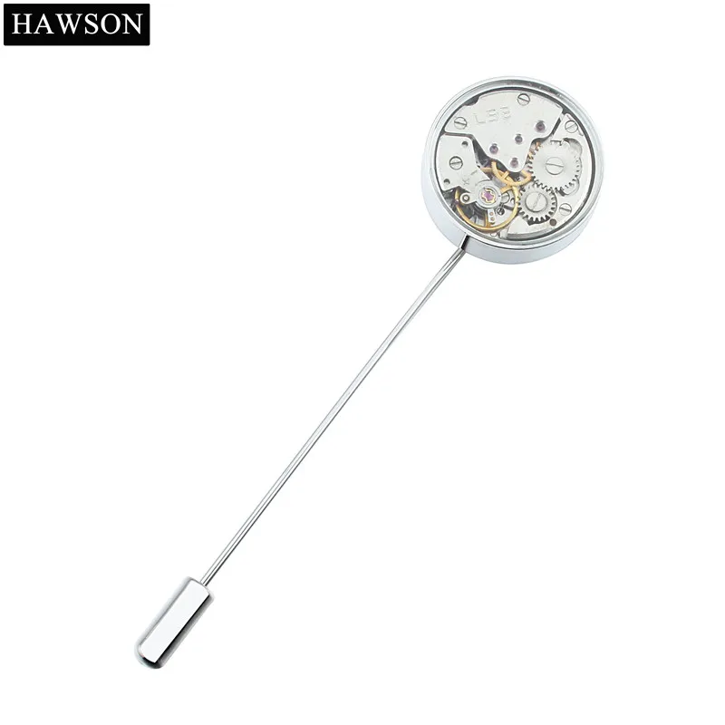 Brand HAWSON Men Non-movement  Long Lapel Pin Jewelry Wedding Brooches Pin for Men Shirt