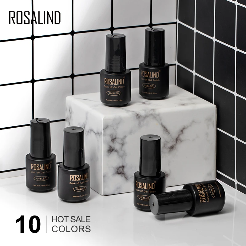 ROSALIND-esmalte de uñas en Gel UV, barniz híbrido para manicura semipermanente, Base y capa superior, neón, 7ML