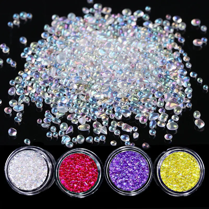 New 12 boxes/set Natural jade rhinestone Nail art Crystal Colorful irregular gravel stone Japanese style Nail Art DIY Decoration