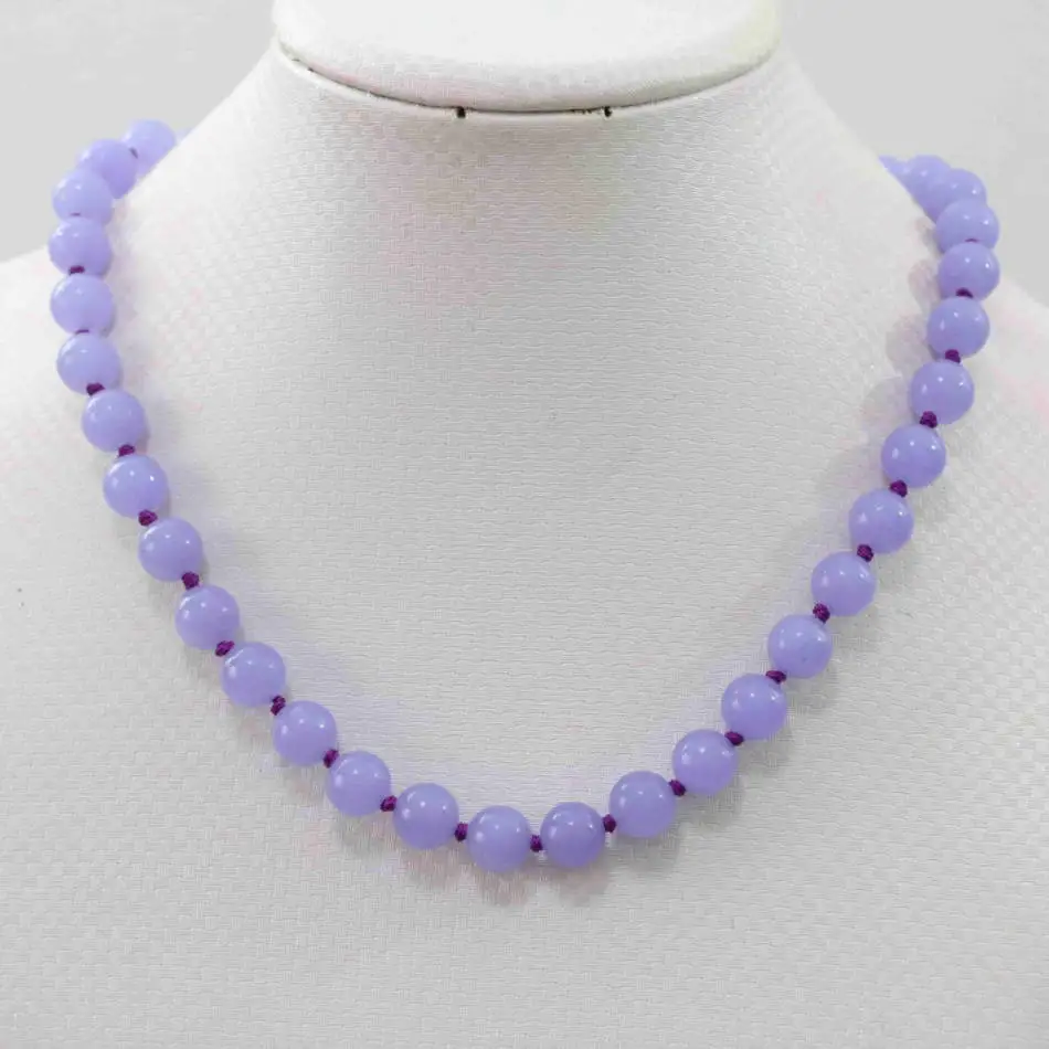 New purple violet stone chalcedony jades 8mm 10mm 12mm round beads fashion diy jewelry necklace 18\