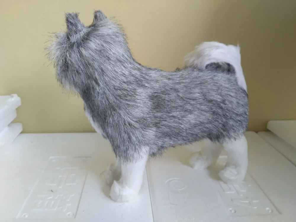 simulation gray husky dog large 24x8x20cm model toy,polyethylene&furs handicraft home decoration gift a2239