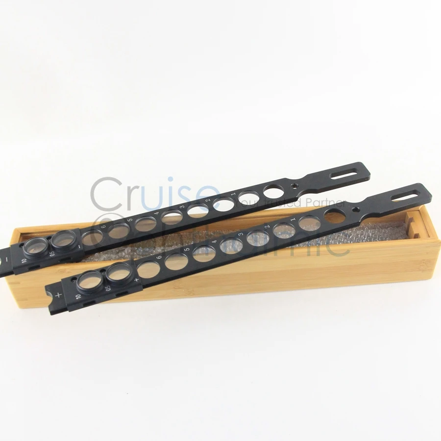 Optométrico Alumínio Retinoscopia Rack Grupo Embalagem de Luxo de Bambu Add-on 050 e 1000 Lentes Ópticas 2p18p Novo