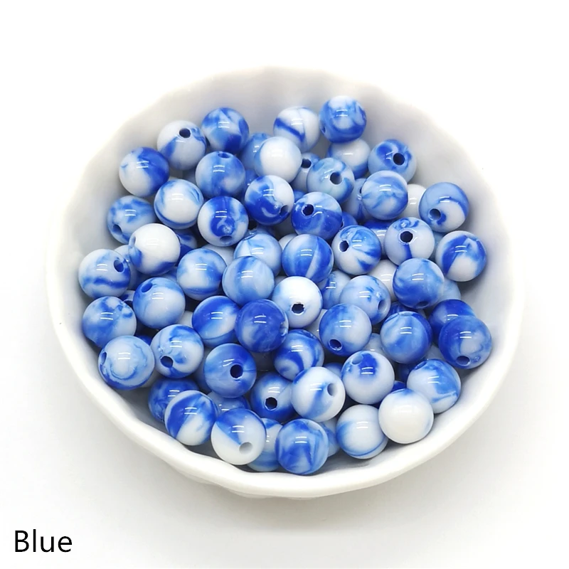 50pcs 8mm Round Shape Beads Jewelry Making Acrylic  Multicolor Loose Bead  DIY Accessory #A16-26