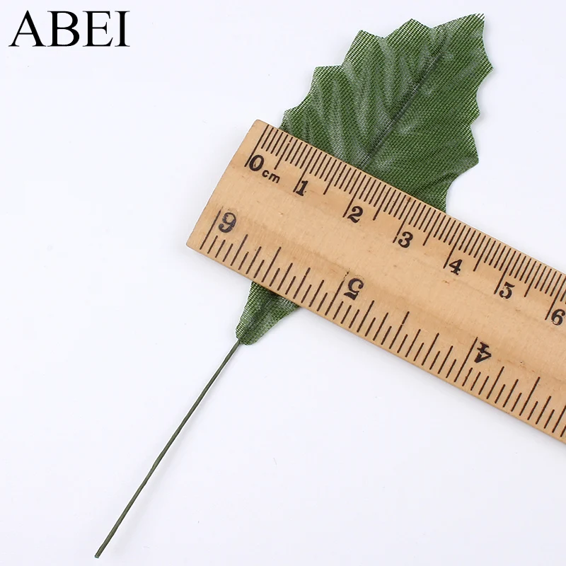 50pcs/lot Artificial Silk Leaf For Wedding Party Decoration DIY Floral Wreath Garland Fake Green Leaf W/Wire Stem Wholesale