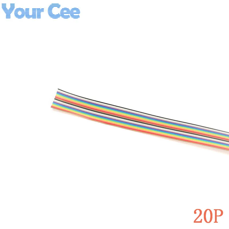 5m/lot 10P 14P 16P 20P 26P 34P 40P 50P Rainbow Ribbon Cable Flat Color Colorful Wire 1.27mm Spacing Pitch