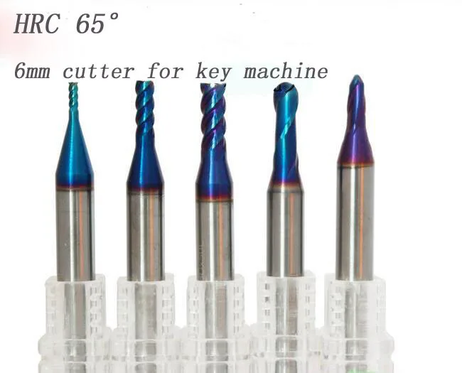 

5pcs HRC65 6D*50L Carbide end milling cutter for key machine locksmith tools cutter drill bits