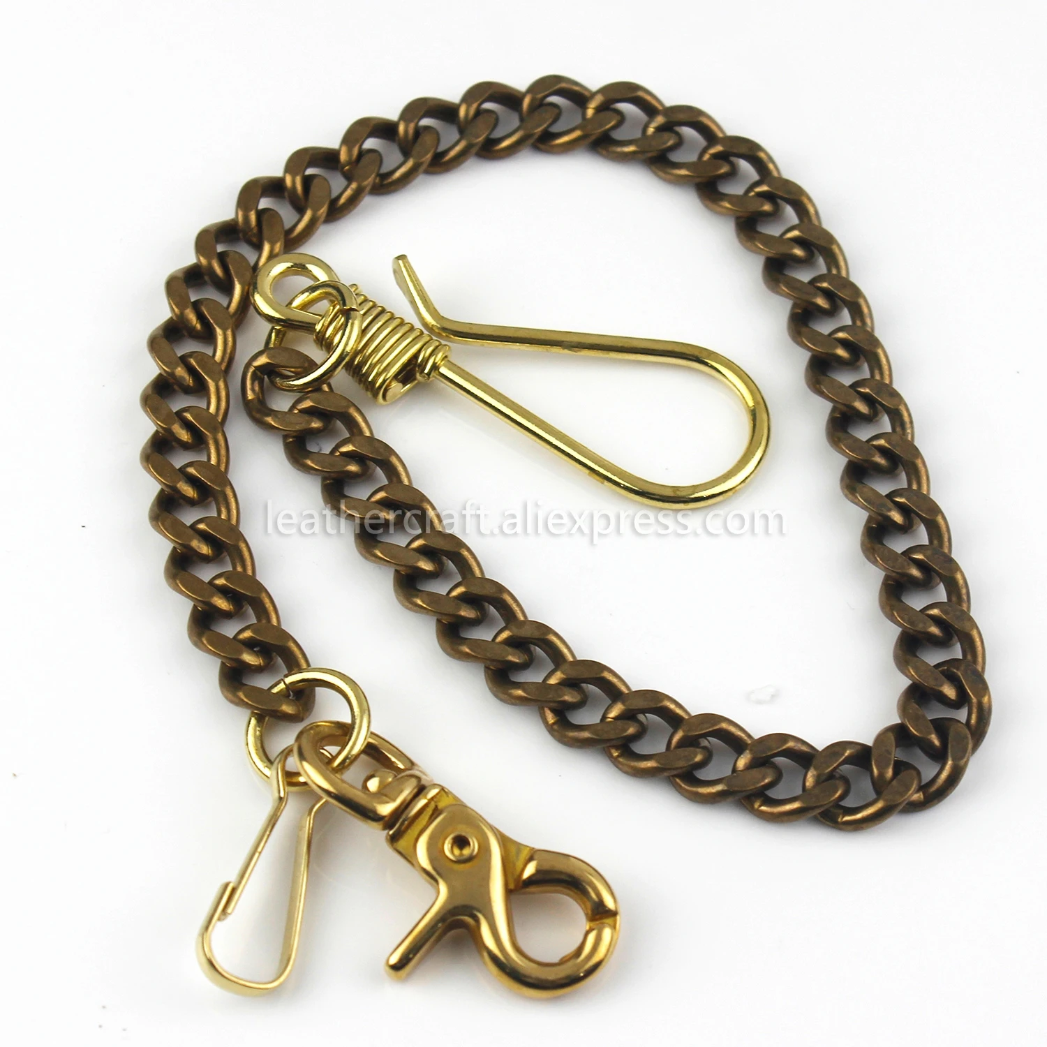 1 x Solid Brass Belt Hook Keychain Fob Clip Wallet Waist Chain With Lobster Snap Hook 19.3\