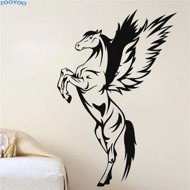 

ZOOYOO Pegasus Wall Stickers Animal Horse Home Decor Removable Living Room Decoration Bedroom Wall Decals