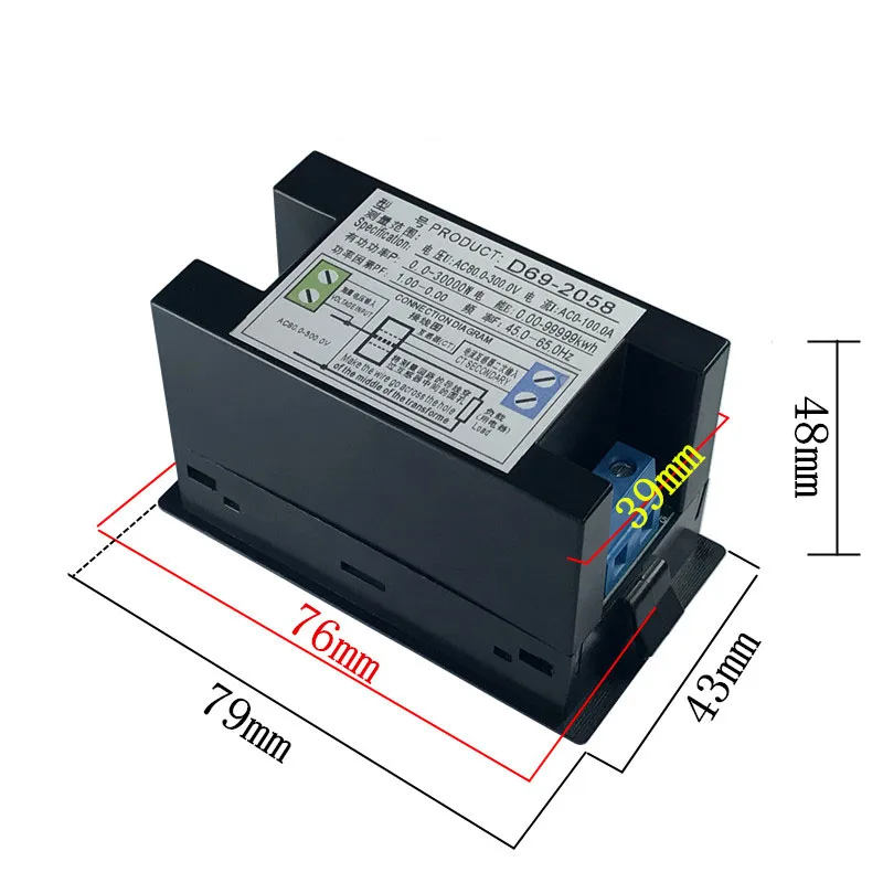 D69-2058 Voltmeter Huidige Ammeter Power Factor Elektrische Energie Frequentie Meter Digitale Panel Wattmeter Lcd Volt Amp