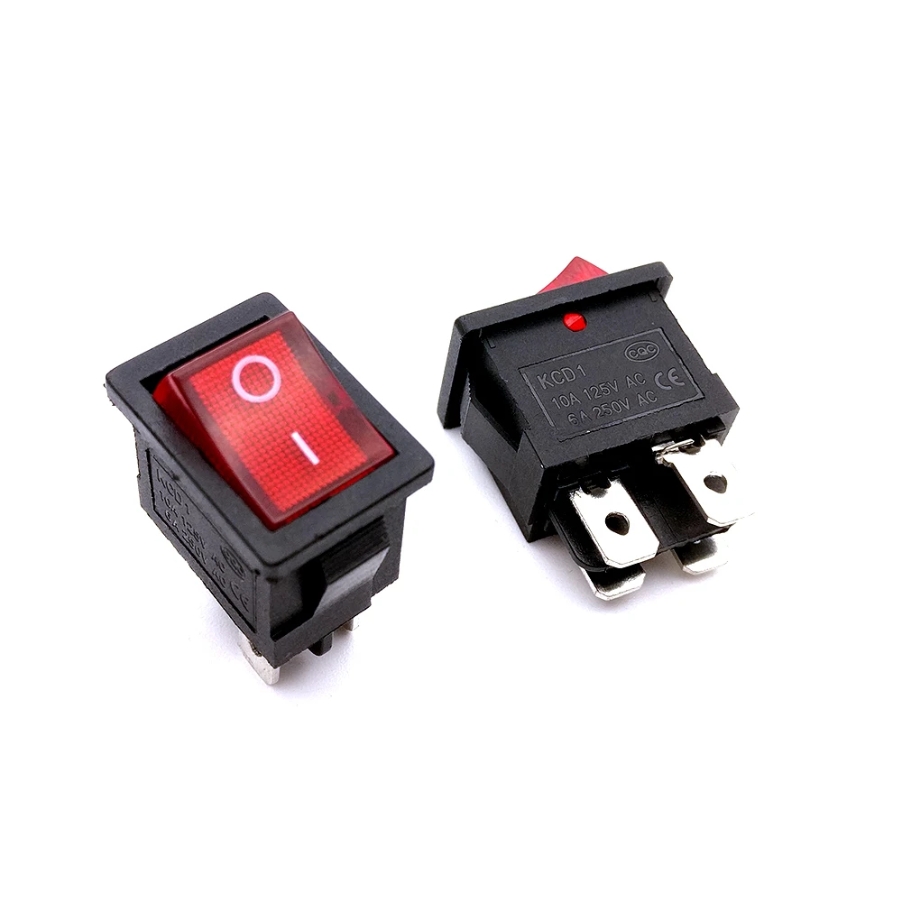 3Pin Red Rocker Switch Fused IEC 320 C14 Inlet Power Socket Fuse Switch Connector Plug Connector AC 10A 250V