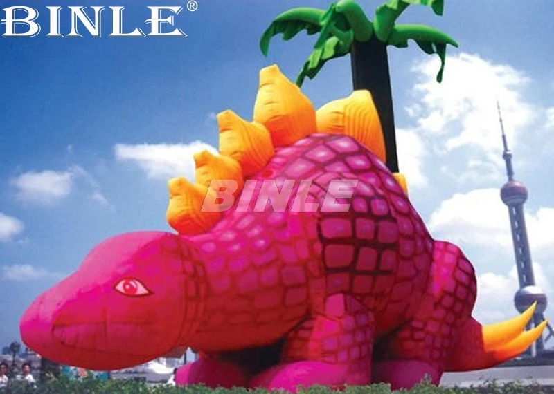 Hot sale outdoor promotion pink 8m giant inflatable dinosaur for display