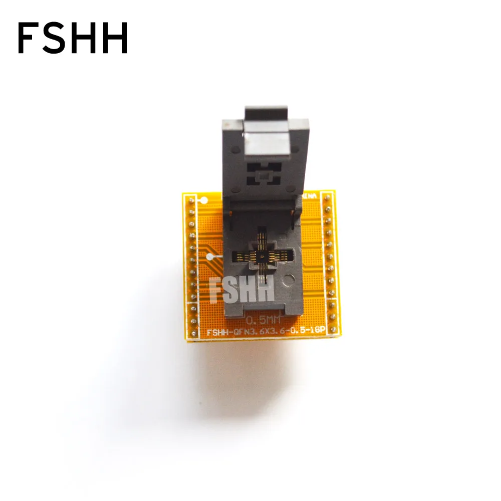 FSHH QFN18 to DIP18 Programmer adapter WSON18 UDFN18 MLF18 ic test socket Size=3.6mmx3.6mm Pin pitch=0.5mm