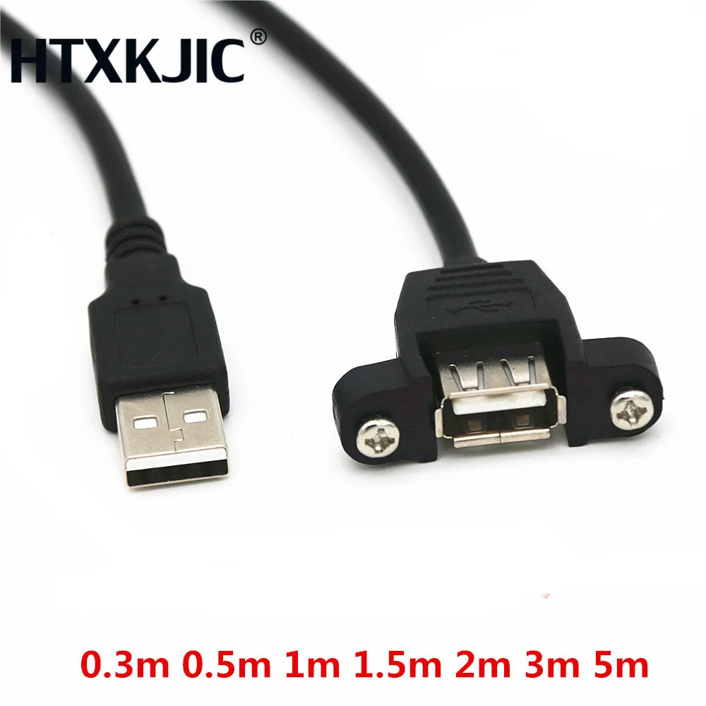 

USB 2.0 Extension Cable Male to Female With Screw Panel Mount Foil+Braided Shielded 30cm 50cm 1m 2m 3m 5m