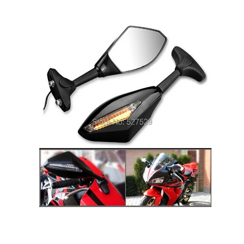 2pcs View Rearview LED Turn Signal Mirrors for Kawasaki Ninja ZX6R ER6F 636 Z750S Z750 ZX9R