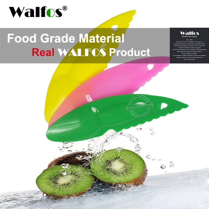 WALFOS 3 Piece 2 in 1 Kiwi Spoon Plastic Candy Color Kiwi Dig Spoon Scoop Fruit Knife Slicer Peeler Cutter With Hole