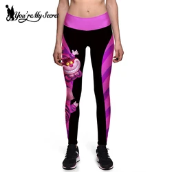 [Você é meu segredo] leggings de mulher de halloween cintura alta silm leggins de fitness alice no país das maravilhas sorriso gato digital impressão calças