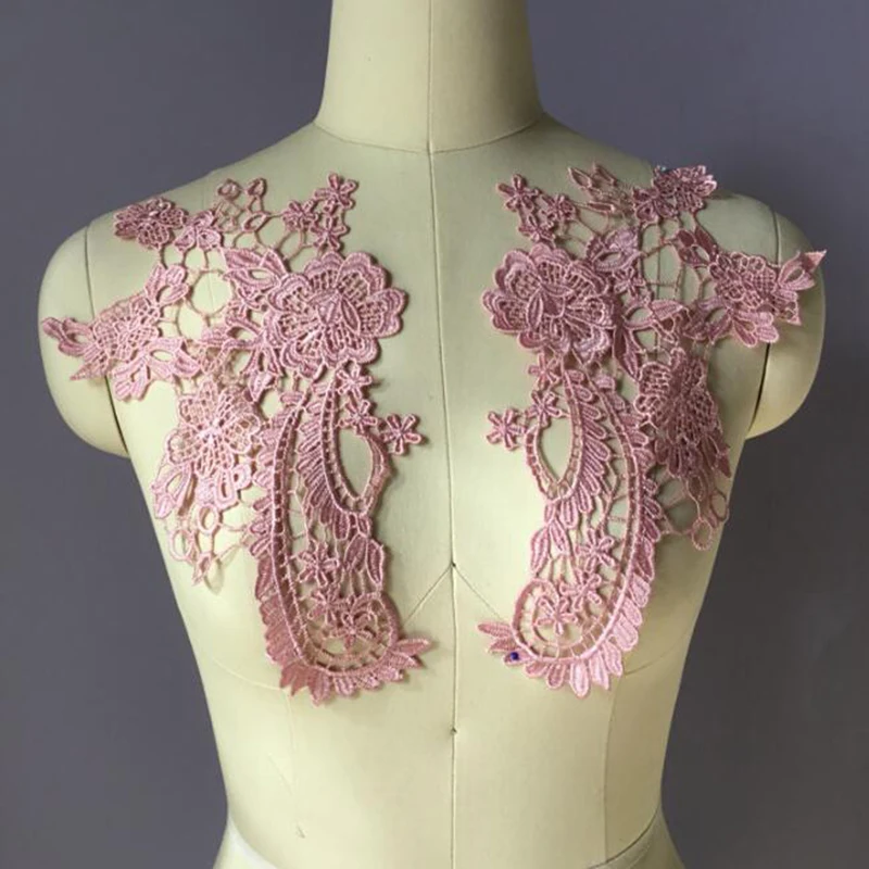 

40Pieces Red Sapphire Off-white Flower Floral Embroidered Polyester Lace Applique Trim Lace Accessories Fabric For Sewing DIY