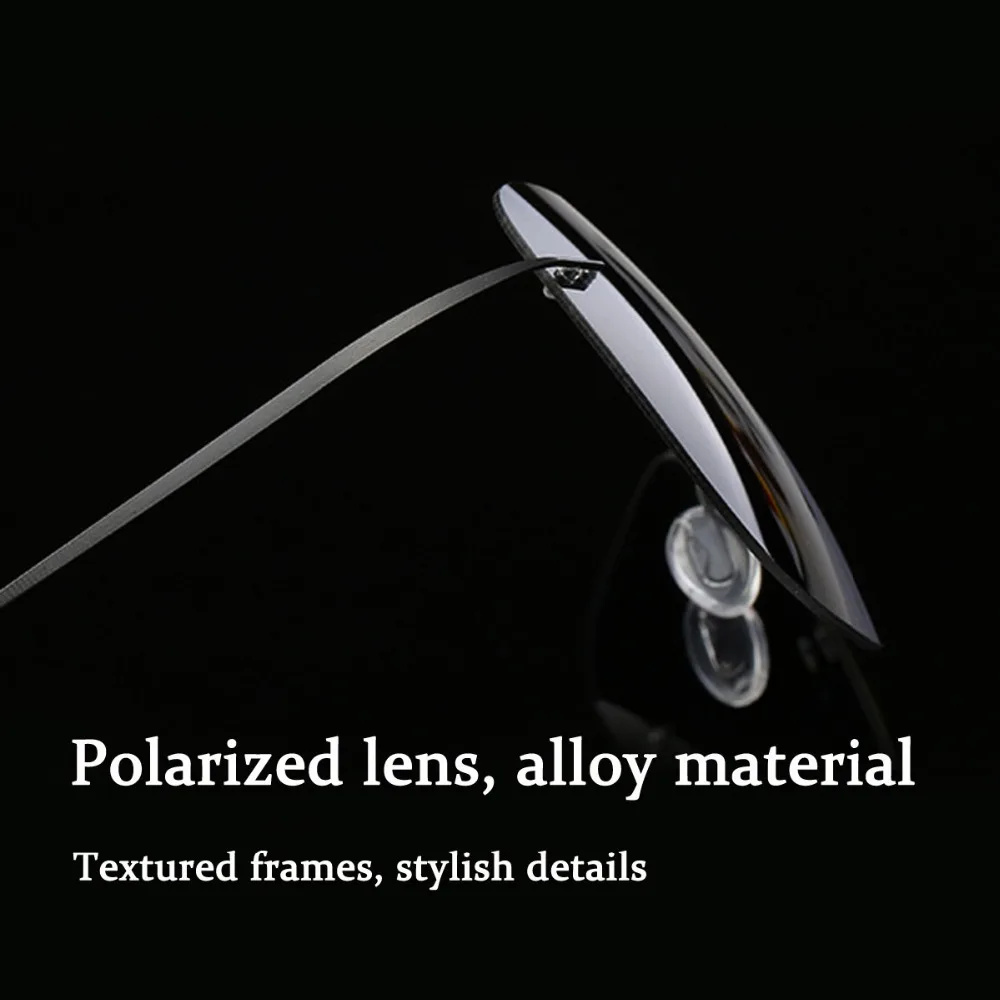 Rimless Polarized Sunglasses Night Vision Glasses Ultralight Frameless Aviation Goggles for Men and Women Titanium Alloy