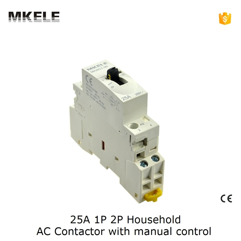 MKWCT-25M Manual 220V / 240V Universal Home Household AC Contactor Modular Modulus 25Amps 2P 1NO 1NC 35mm DIN Rail 110V 24V