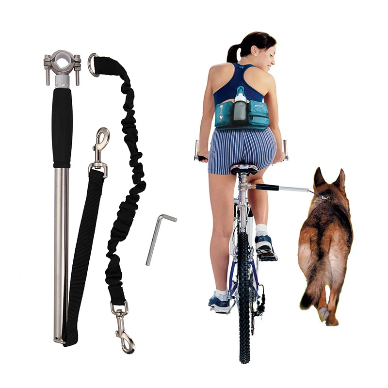 

Stainless Steel Bicycle Dog Walking Leashes Hands Free Bike Riding dog collar harness leash Chain pitbull Pet Accessories supply