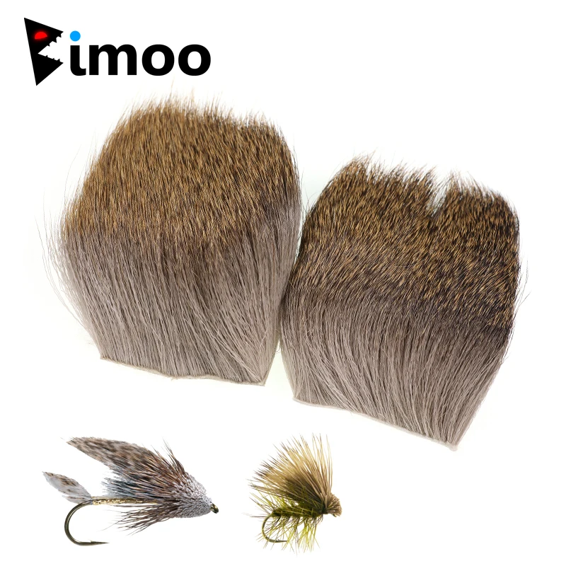 Bimoo 1PC 5CM * 5CM Naszywki z włosia jelenia dla Minnow Fly Tying Material Dry Elk Hair Caddis Fishing Flies Wing Making Natural Color