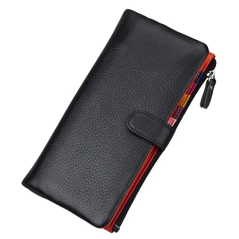 

Женские кошельки из воловьей кожи карамельных цветов, Дамский кошелек с несколькими отделениями для карт, лоскутный кошелек, клатч из натуральной кожи