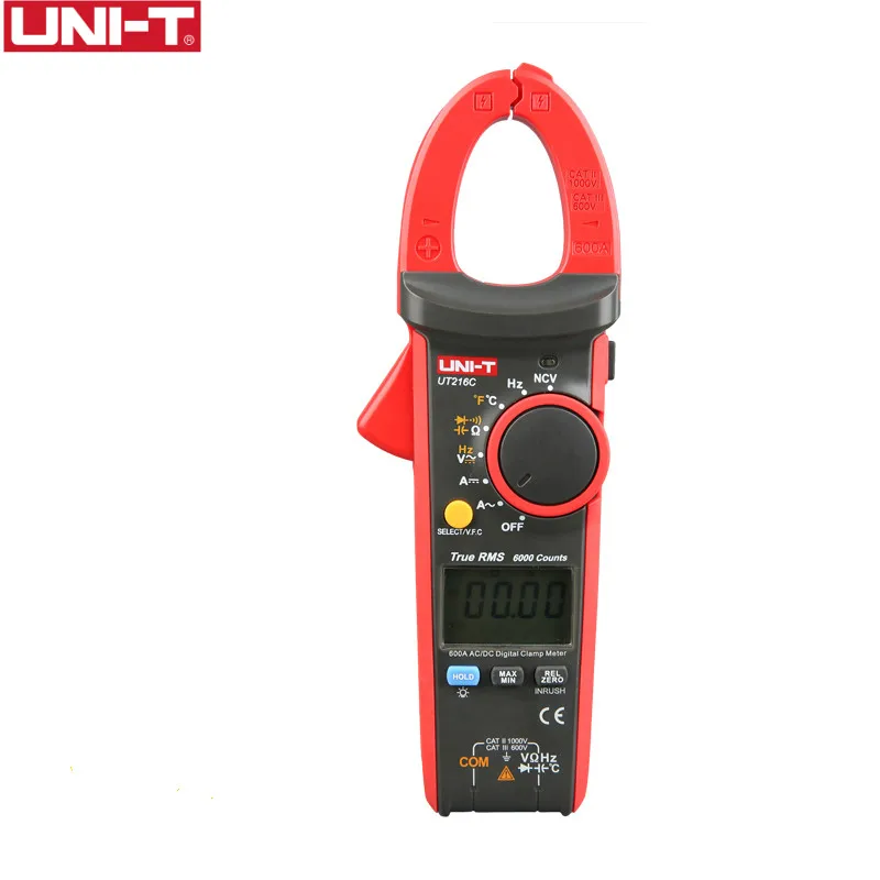 UNI-T UT216C 600A Misuratori Di Bloccaggio AC DC CORRENTE Digitale Auto Gamma Multimetri NCV V.F.C DIODO LCD TORCIA ELETTRICA Tester di Temperatura