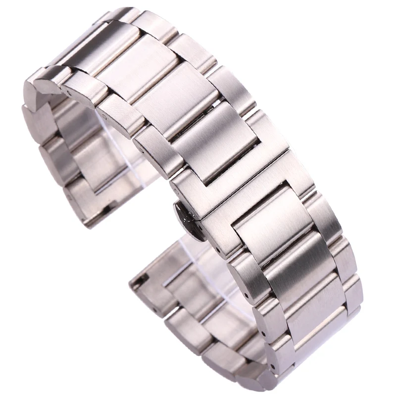 Watch Band Bracelet  316l Stainless Steel Blue Silver Women Men Metal Watcbands Strap Straight End Links 18 20 21 22mm 23mm 24mm