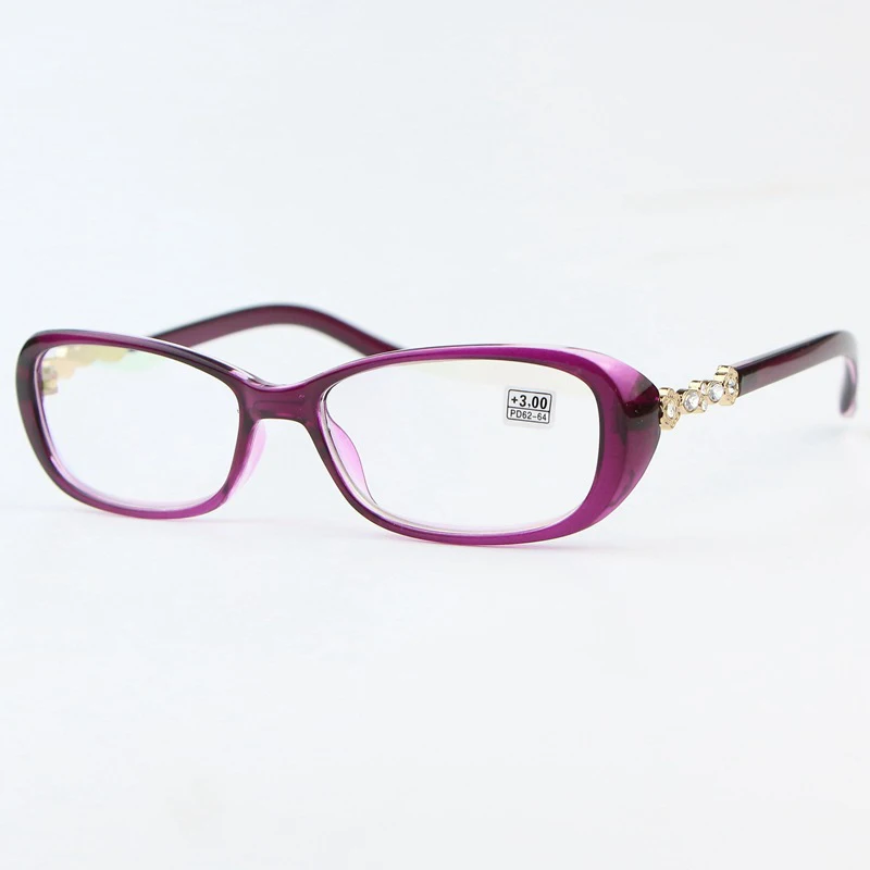 

Women Reading Glasses Magnifier Ladies Spectacles Fashion Purple Frame Inlay Diamond Temple Glasses for sight +1.0 to 4.0 Oculos