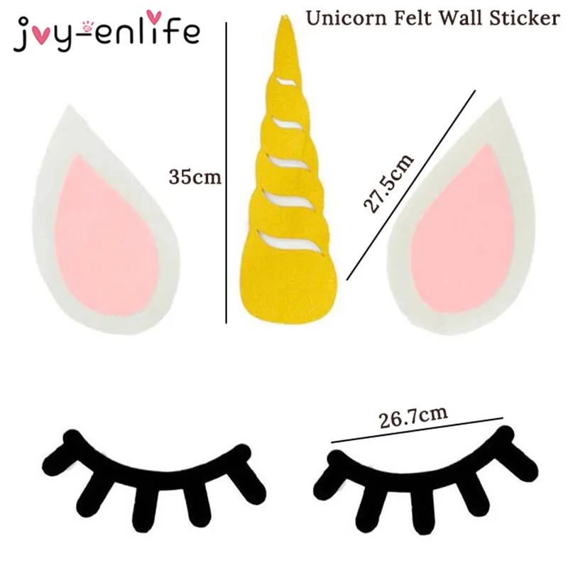 Birthday Unicorn Party Decor DIY Unicorn Horn Eyelashes Ear Wall Sticker 20cm Paper Pom Poms Baby Shower Party Backdrop Supplies