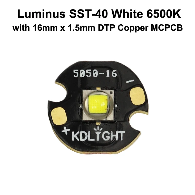 Luminus SST-40 N4 BA White 6500K LED Emitter with 16mm / 20mm DTP Copper MCPCB