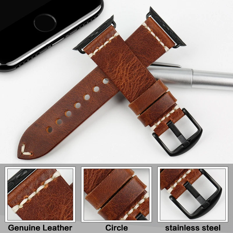 MAIKES Special Cow Leather Watch Strap For Apple Watch Band 45mm 41mm 44mm 40mm Series 9 8 7 6 SE 5 4 iWatch Watchband