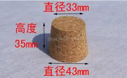 43 mm * 33 mm * 35 mm maat, 6 stks/partij! zachte kurkstopper voor glazen flessen, stop, bunge, houten plug etc.