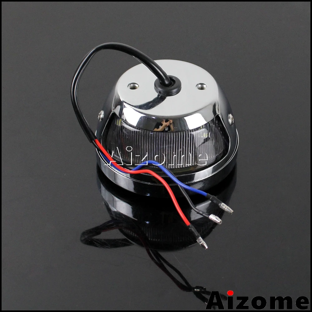 Motorcycle LED Taillight Red Lens For Harley Custom Cafe Racer Bobber Chopper Pickups Wagons Chrome Side Mount Rear Stop Light