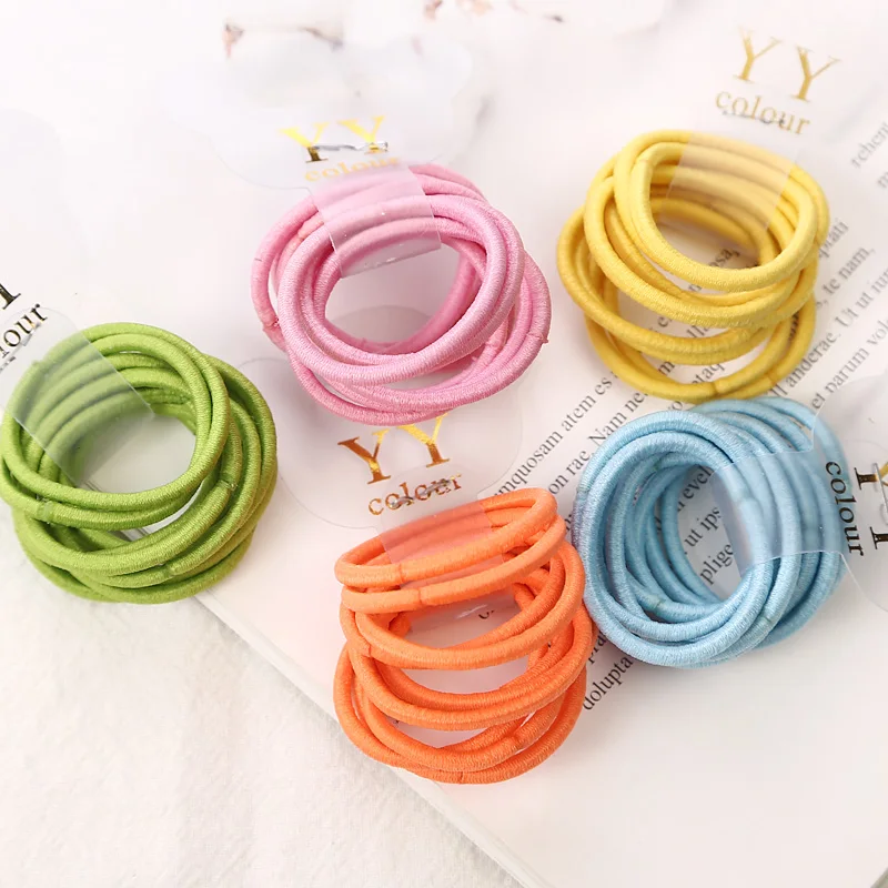 Fashion 10pcs/lot Children Headwear Candy Colored 3CM Elastic Ponytail Holders Accessories For Girls Kids Rubber Bands Tie Gum