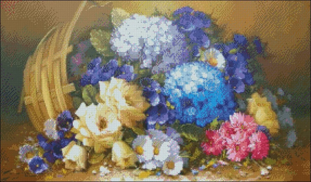 Embroidery Counted Cross Stitch Kits Needlework - Crafts 14 ct DMC DIY Handmade Decor - Tilted Flower Basket 2