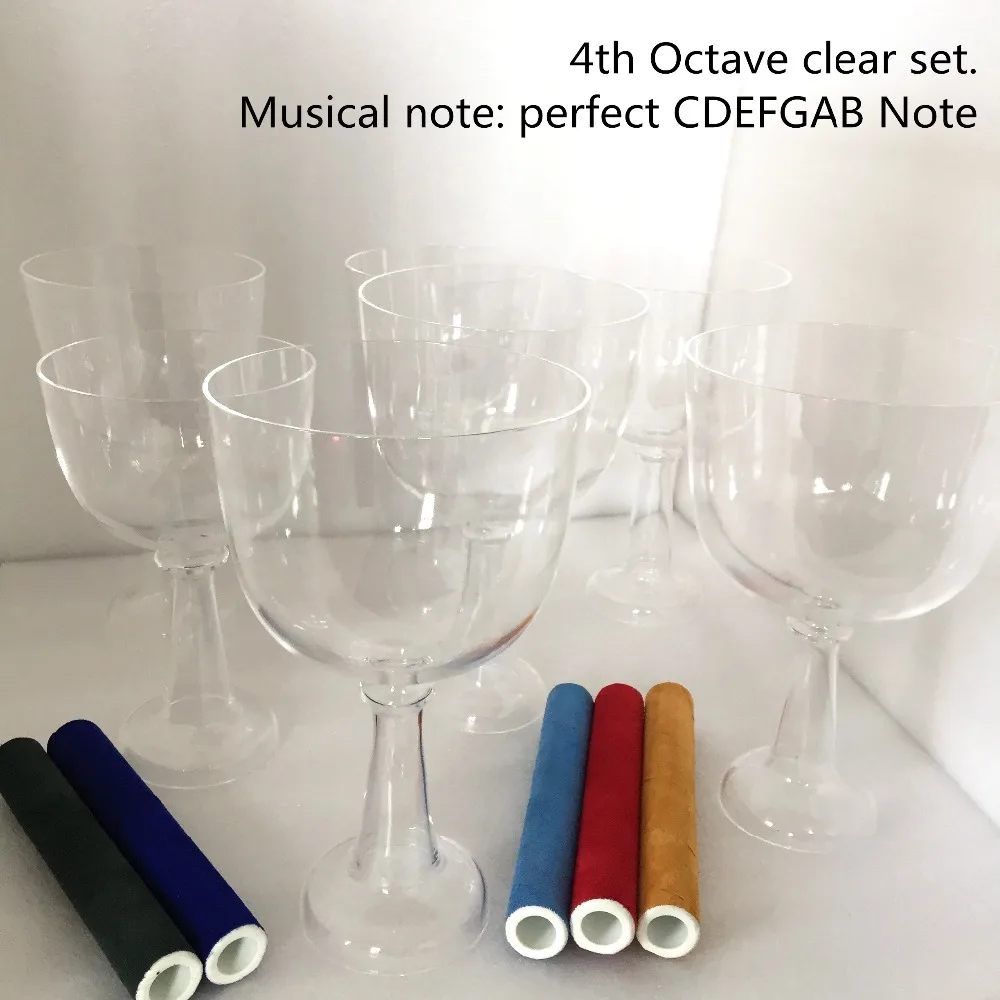 

4th Octave color Crystal Singing grail/chalice set, perfect Musical Note "CDEFGAB",7PCS, standard 432HZ for sound healing