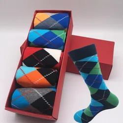 Fashion tide socks happy socks plaid gradient personality couple cotton socks long tube socks no gift box