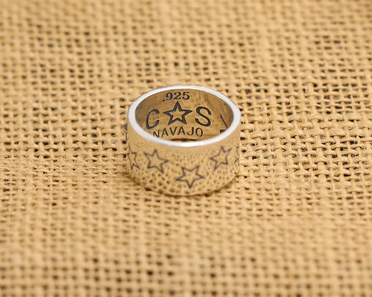 925 Sterling Silver Smooth Pentagon Star Men 's Ring