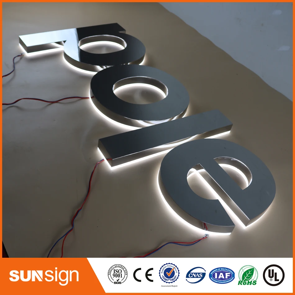 New coming Lighted polished metal led love letter sign