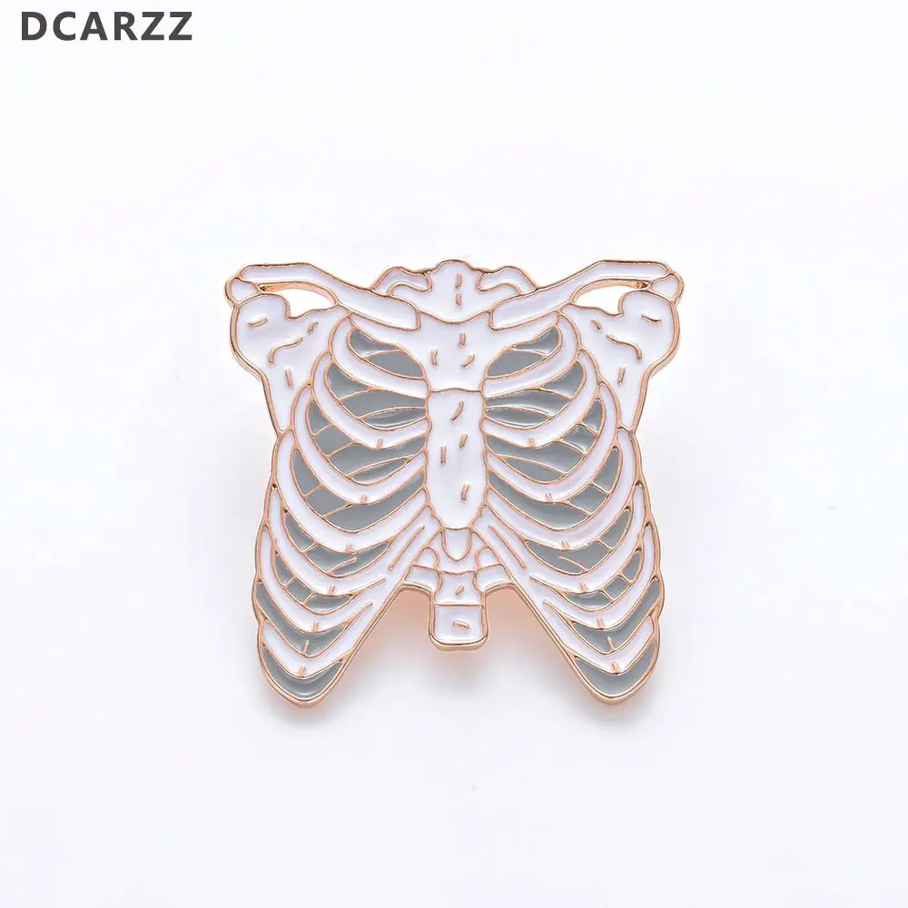 Skeleton Shape Lapel Pin White Enamel Pin Gift for Doctor/Nurse Medical Pins Christmas Jewelry Brooches Metal Women Accessories