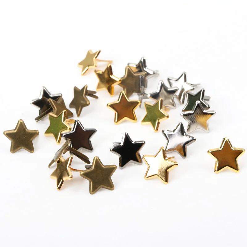 14mm 50pcs Mixed Star Metal Brad Studs Spikes Scrapbooking Embellishment Fastener Brads Crafts Pushpin Decoration